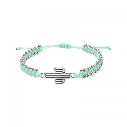 Fashion Create Wax Cord Bracelets, with Resin & Zinc Alloy, handmade, fashion jewelry & adjustable Approx 14-26 cm 
