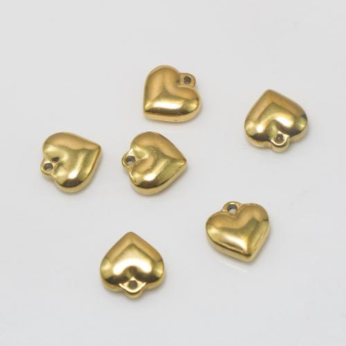 Colgantes del corazón de acero inoxidable, acero inoxidable 304, chapado, Bricolaje, dorado, 10.2x10.5mm, Vendido por UD[