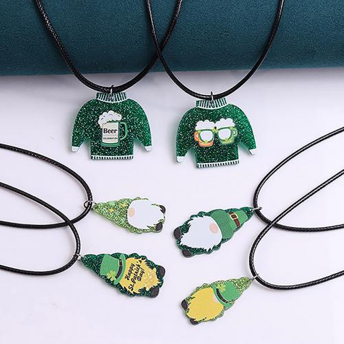 Acrylic Necklace, with leather cord, with 5cm extender chain, printing, fashion jewelry & for woman Approx 40-45 cm 