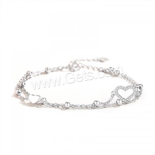 Cubic Zirconia Micro Pave Sterling Silver Bracelet, 925 Sterling Silver, with 4CM extender chain, plated, micro pave cubic zirconia & for woman Approx 15.5 cm 