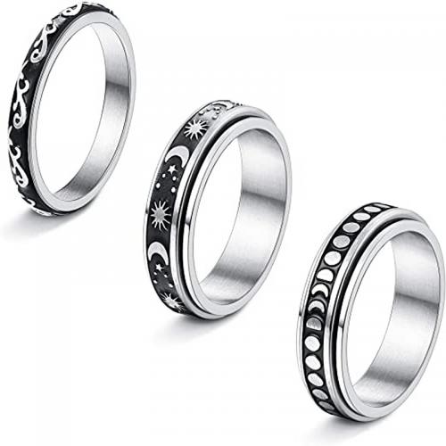 Titanium Steel Finger Ring, polished, rotatable & Unisex  & enamel, US Ring 