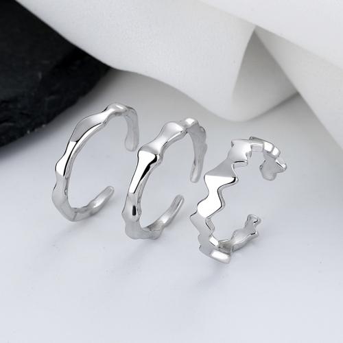 Brass Finger Ring, silver color plated, three pieces & fashion jewelry & for woman, US Ring 