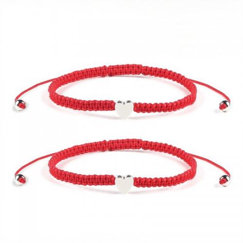 Nylon Cord Bracelets, Titanium Steel, with Nylon Cord, handmade, 2 pieces & fashion jewelry & for woman Approx 6-12 cm 