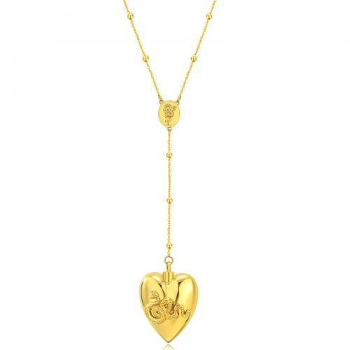 Collier Urn De bijoux de crémation, Acier inoxydable 304, coeur, bijoux de mode & unisexe, doré Environ 51 cm, Vendu par PC