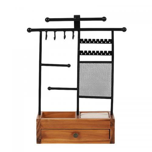 Jewelry Display Stand, Iron, with Wood, detachable, black 