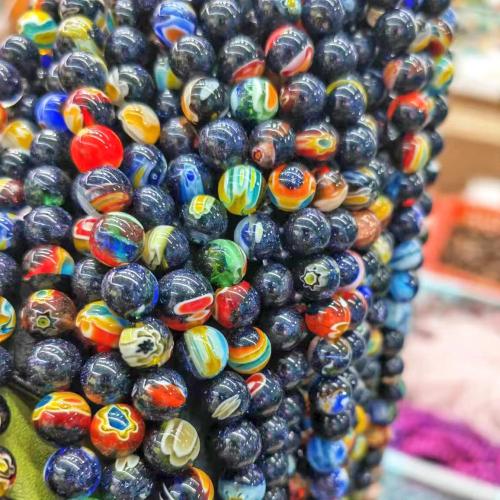 Lampwork Beads, Round, DIY blue 