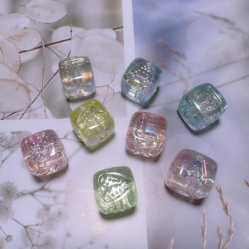 Plating Acrylic Beads, Square, colorful plated, DIY 16mm, Approx 