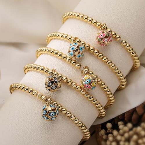 Evil Eye Jewelry Bracelet, Brass, gold color plated, evil eye pattern & for woman & enamel 
