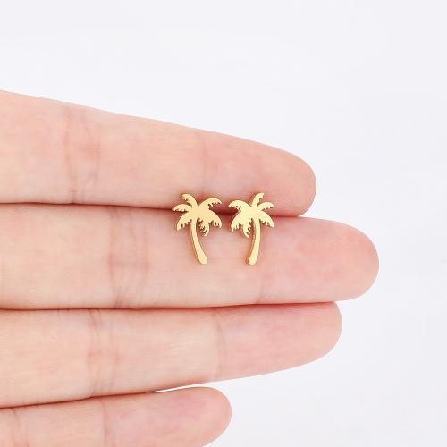 Stainless Steel Stud Earring, 304 Stainless Steel, Palm Tree, plated, for woman 