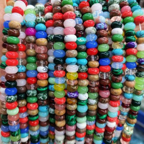 Mixed Gemstone Beads, Flat Round, DIY, mixed colors, 6mm, Approx 