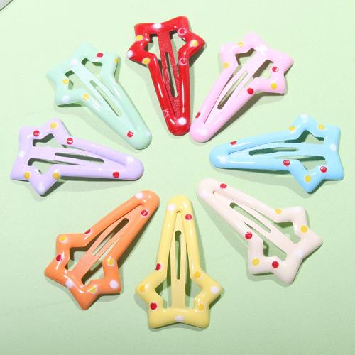 Hair Snap Clips, Iron, Star, painted, for woman & enamel 