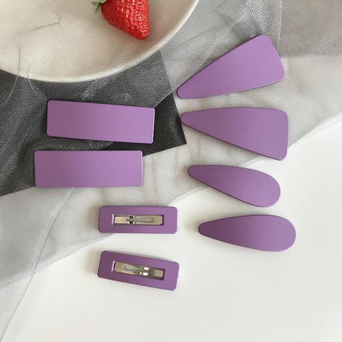 Hair Snap Clips, Iron, painted, DIY & frosted, purple, Approx 