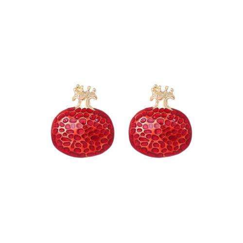 Enamel Zinc Alloy Stud Earring, Garnet, fashion jewelry & for woman, red 