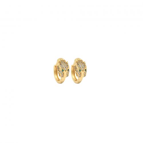 Befestiger Zirkonia Messing Ohrring, 18K vergoldet, Modeschmuck & Micro pave Zirkonia & für Frau, 12.5x16x7mm, verkauft von Paar
