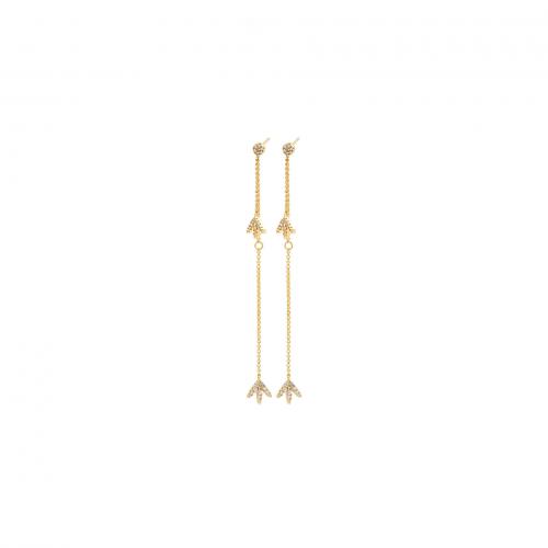 Cubic Zirconia Micro Pave Brass Earring, 18K gold plated, fashion jewelry & micro pave cubic zirconia & for woman, 90mm 