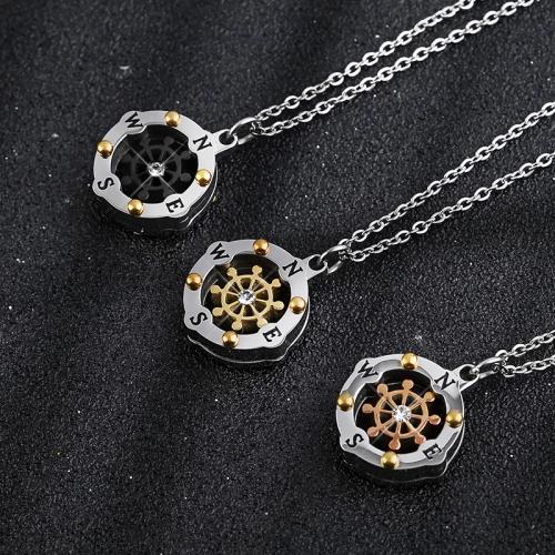 Titanium Steel Jewelry Necklace, fashion jewelry & Unisex & micro pave cubic zirconia Approx 45 cm 