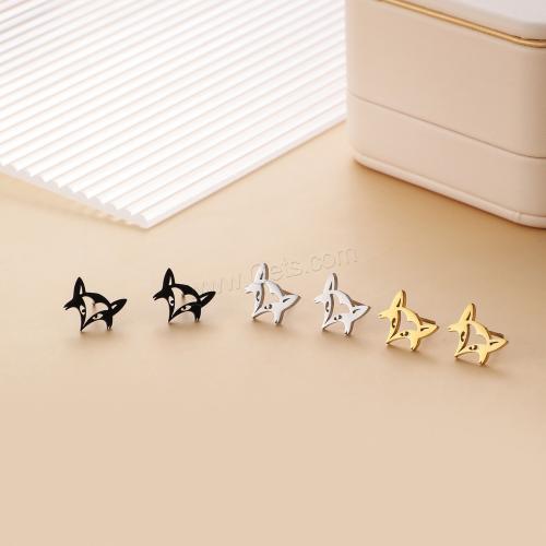 Stainless Steel Stud Earring, 304 Stainless Steel, Fox, plated, for woman 