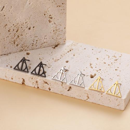 Stainless Steel Stud Earring, 304 Stainless Steel, Triangle, plated, for woman 