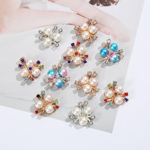 Hair Barrette Finding, Zinc Alloy, with ABS Plastic Pearl, Flower, plated, DIY & with rhinestone 20mm 