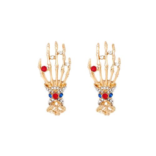 Zinc Alloy Rhinestone Stud Earring, Hand, fashion jewelry & for woman & with rhinestone 