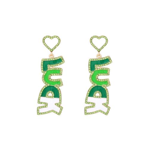 Zinc Alloy Rhinestone Stud Earring, Alphabet Letter, fashion jewelry & for woman & enamel & with rhinestone, multi-colored 