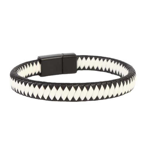 PU Leather Cord Bracelets, 304 Stainless Steel, with Microfiber PU, plated, Unisex Approx 21 cm 