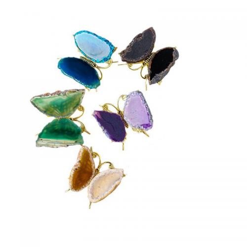 Agate Decoration, with Zinc Alloy, Butterfly 
