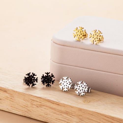 Stainless Steel Stud Earring, 304 Stainless Steel, Snowflake, Vacuum Ion Plating, fashion jewelry & for woman 