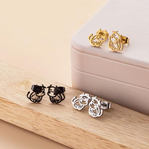 Stainless Steel Stud Earring, 304 Stainless Steel, Cow, Vacuum Ion Plating, fashion jewelry & for woman & hollow 