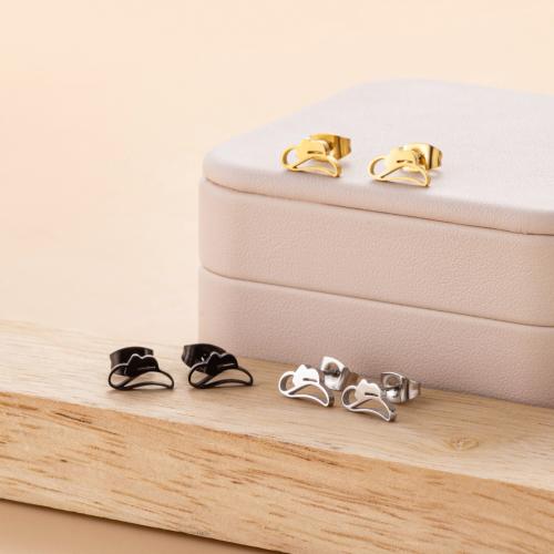 Stainless Steel Stud Earring, 304 Stainless Steel, Hat, Vacuum Ion Plating, fashion jewelry & for woman & hollow 