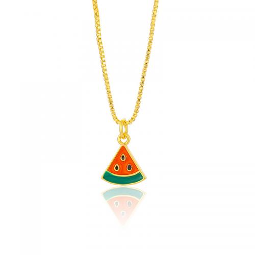Brass Jewelry Necklace, with 5cm extender chain, Fruit, gold color plated, fashion jewelry & for woman & enamel Approx 45 cm 