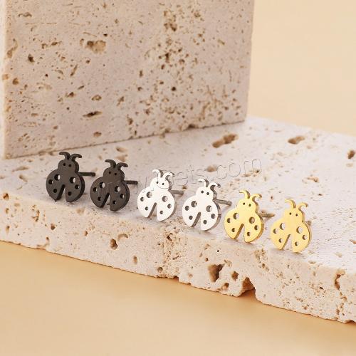 Stainless Steel Stud Earring, 304 Stainless Steel, Ladybug, plated, for woman 