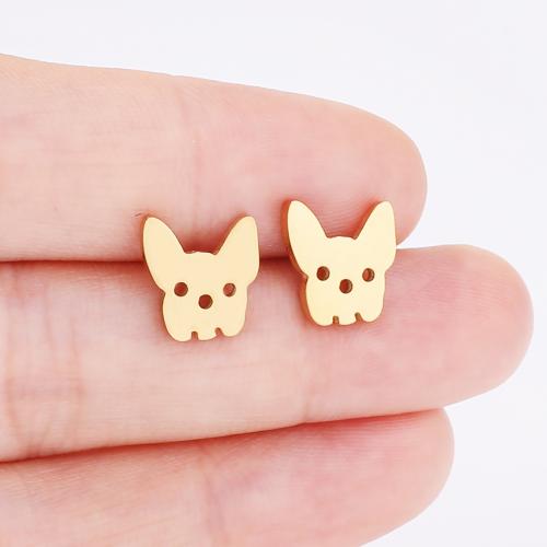 Stainless Steel Stud Earring, 304 Stainless Steel, Dog, plated, for woman 