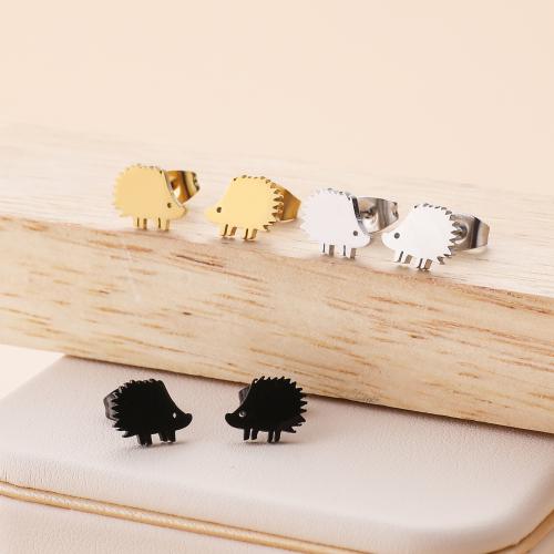 Stainless Steel Stud Earring, 304 Stainless Steel, Hedgehog, plated, for woman 
