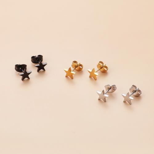 Stainless Steel Stud Earring, 304 Stainless Steel, Star, plated, for woman 