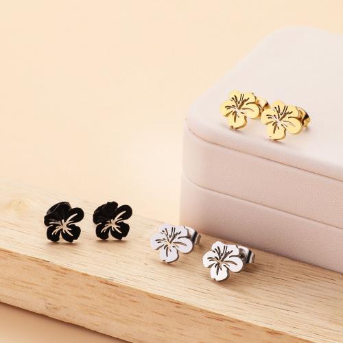 Stainless Steel Stud Earring, 304 Stainless Steel, Flower, plated, for woman 