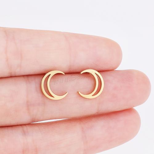 Stainless Steel Stud Earring, 304 Stainless Steel, Moon, plated, for woman 