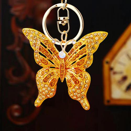 Rhinestone Zinc Alloy Key Chain, Butterfly, plated, fashion jewelry & with rhinestone 