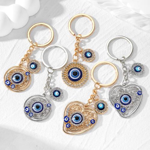Evil Eye Key Chain, Zinc Alloy, with Resin, plated, fashion jewelry & with rhinestone 