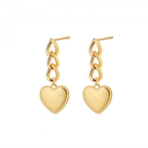 Brass Stud Earring, Heart, plated, fashion jewelry & for woman, golden 