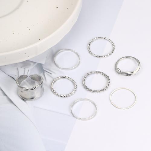Zinc Set anillo de aleación, aleación de zinc, chapado, 8 piezas & Joyería & para mujer, más colores para la opción, Vendido por Set