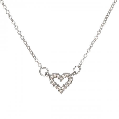 Crystal Zinc Alloy Necklace, with Crystal, with 5cm extender chain, Heart, fashion jewelry & for woman, original color .3cm Approx 41 cm 
