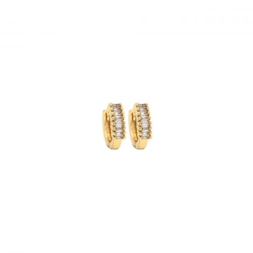 Befestiger Zirkonia Messing Ohrring, 18K vergoldet, Modeschmuck & Micro pave Zirkonia & für Frau, 11x12x3.2mm, verkauft von Paar