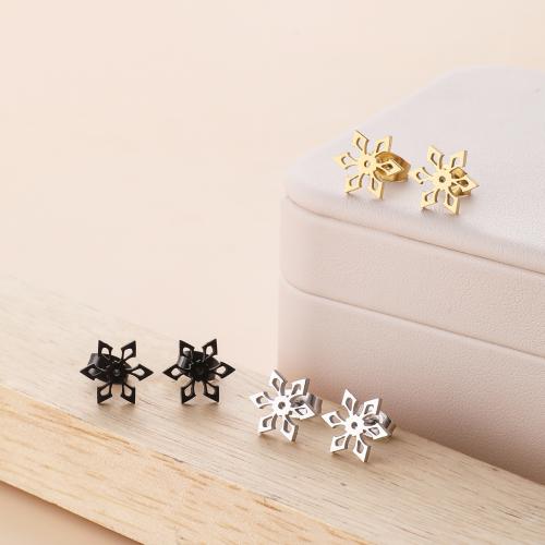 Stainless Steel Stud Earring, 304 Stainless Steel, Snowflake, Vacuum Ion Plating, fashion jewelry & for woman & hollow 