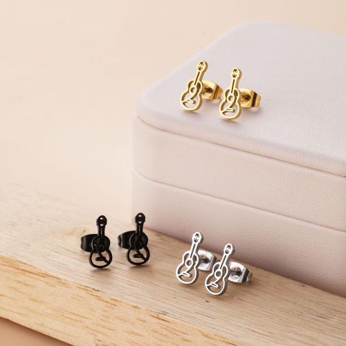 Stainless Steel Stud Earring, 304 Stainless Steel, Musical Instrument, Vacuum Ion Plating, fashion jewelry & for woman & hollow 