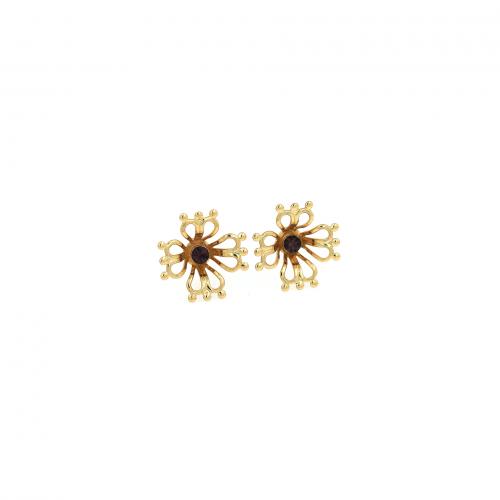 Cubic Zirconia Micro Pave Brass Earring, Flower, 18K gold plated, fashion jewelry & micro pave cubic zirconia & for woman & hollow 