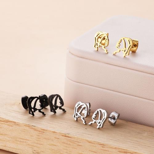 Stainless Steel Stud Earring, 304 Stainless Steel, Girl, Vacuum Ion Plating, fashion jewelry & for woman & hollow 