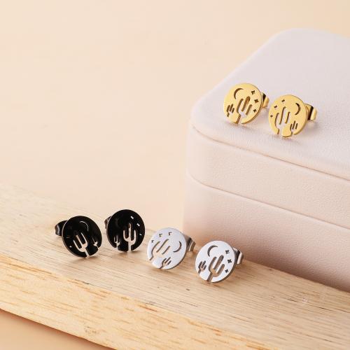 Stainless Steel Stud Earring, 304 Stainless Steel, Flat Round, Vacuum Ion Plating, fashion jewelry & for woman & hollow 