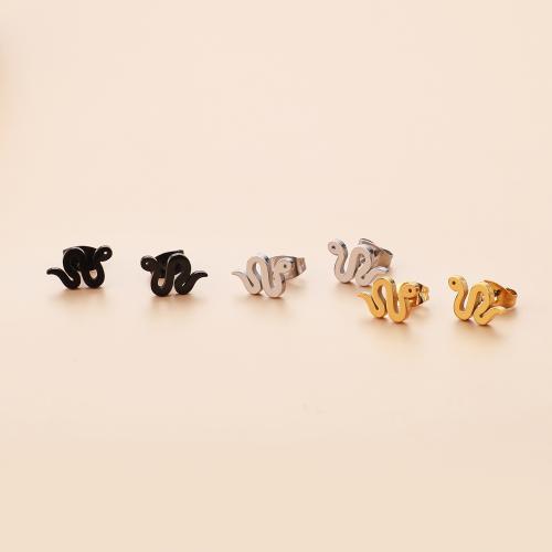 Stainless Steel Stud Earring, 304 Stainless Steel, Snake, Vacuum Ion Plating, fashion jewelry & for woman 