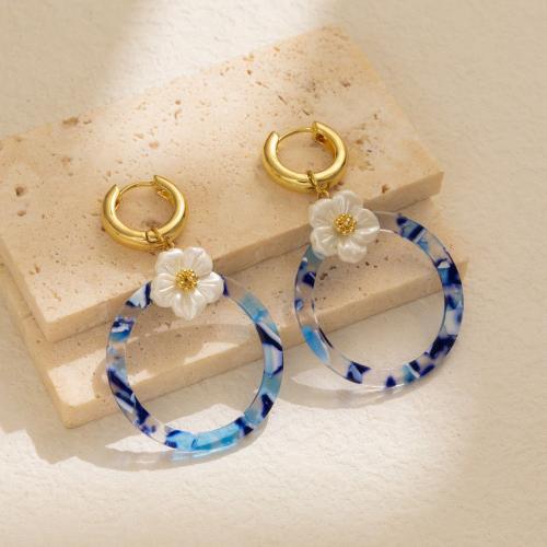Resin Zinc Alloy Earring, with Resin, plated, fashion jewelry & for woman & hollow, blue 